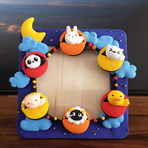 「雪粒树」diy材料包●难度②星|动物摩天轮相框|超轻纸粘土手工