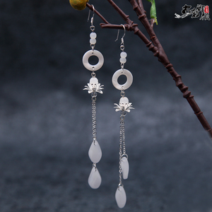 【嫙笄】手工原创古风耳环耳坠子纯银流苏汉服配饰耳饰仙女耳夹