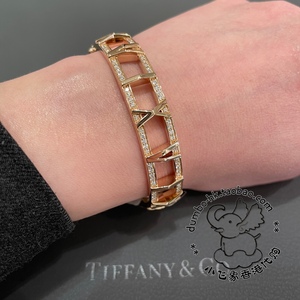 00皇家叁号淘宝代购tiffany/蒂芙尼atlas镶钻罗马数字手镯18k玫瑰金