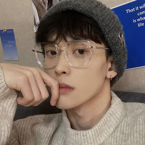 大方框透明框眼镜男款潮痞帅大脸宽脸学生白色眼睛近视镜框架帅气