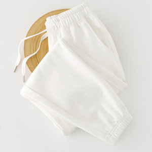 重磅纯棉运动裤女士春夏薄款美式休闲卫裤白色宽松高腰潮流束口裤