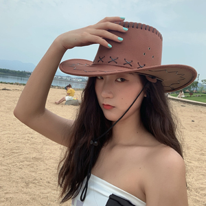 郑夏荣同款美式复古西部牛仔帽女夏季户外防晒街头辣妹网红骑士帽