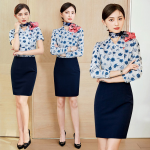 东航空姐制服职业套装女夏天短袖衬衫工作服气质时尚酒店前台工装