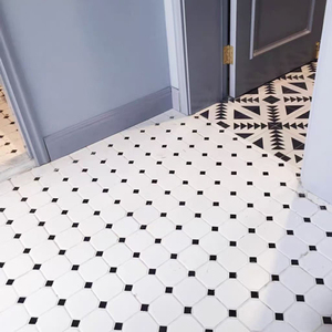 北欧马赛克地砖墙砖大八角砖黑白八角瓷砖卫生间厕所地板砖墙面砖
