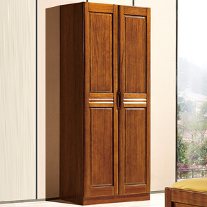 全实木衣柜家用卧室胡桃木中式两三四五门小户型衣橱可加顶柜定制