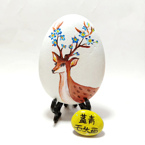 彩绘石头画diy创意风景纯手工绘画成品生日礼物哆啦a梦麋鹿摆件画
