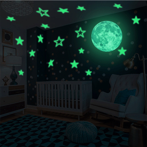 星星月球组合套装自粘贴画客厅卧室儿童房墙上天花板夜光荧光贴纸