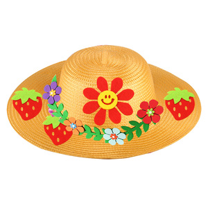 幼儿园绘画草帽diy墙面布置装饰创意美术材料画画涂鸦草编帽子