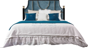 图兰朵家具 新美式床轻奢床欧式床实木床皮艺布艺床AL-7063床