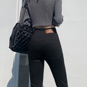 黑色高腰牛仔裤女秋冬2022年新款紧身弹力显瘦提臀加绒铅笔小脚裤