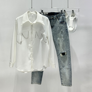 白色衬衫男2024新款韩版休闲潮流个性时尚衬衣宽松垂感发型师上衣
