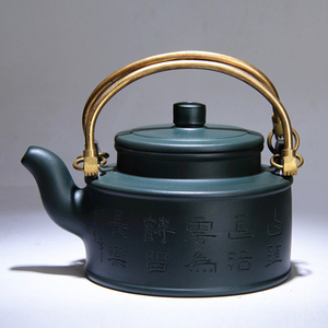 宜兴名家 原矿 全手工紫砂壶 朱建平 德钟提梁