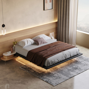 意式无床头悬空床架子侘寂风主卧室设计师床定制悬浮床2000×2200