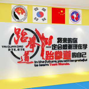 跆拳道馆墙贴武术馆墙壁装饰儿童培训班文化背景贴纸3d立体亚克力