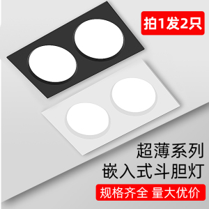 双头筒灯双孔嵌入式超薄长方形简灯客厅过道玄关天花led射灯斗胆