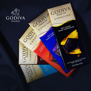 godiva歌帝梵巧克力黑巧排块海盐扁桃仁72%比利时进口纯可可零食