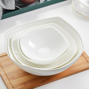不规则盘子菜盘家用骨瓷餐具异型碟子创意陶瓷白色四方盘沙拉深盘