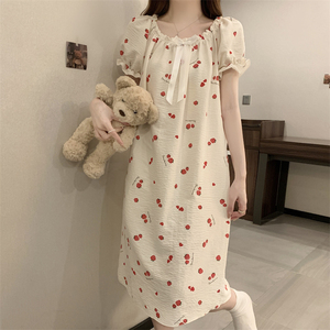 韩版草莓睡裙夏季女2024新款短袖睡衣女士家居服甜美公主风连衣裙