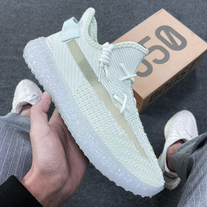 椰子男鞋2021年新款潮夏季正品官网350绿色飞织透气运动网面网鞋