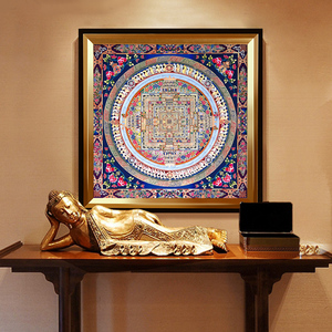 玄关招财咒轮西藏坛城中堂背景墙壁画镇宅唐卡装饰画莱森梦旗舰店