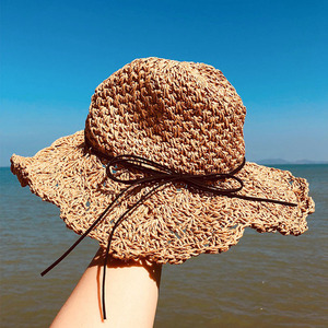 娜丽莎草帽女夏可折叠沙滩帽海边度假帽子女遮阳帽防晒太阳帽子