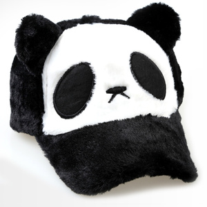 韩版潮可爱宝宝熊猫帽子冬天男女童鸭舌帽棒球帽亲子帽儿童毛绒帽