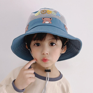 儿童防晒帽夏季薄款男童渔夫帽透气春夏网眼太阳帽宝宝遮阳帽子