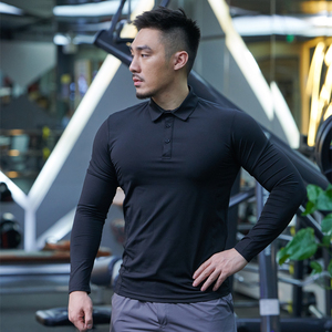 健身运动polo衫男速干私人教练紧身衣工作服定制logo翻领健身工服