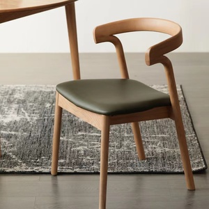 OMEAN北欧实木现代设计师日式创意扶手书房餐厅简约休闲书桌椅子