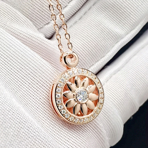 harry海瑞太阳花项链吊坠女hw温斯顿定制18k玫瑰金莫桑石情人礼物