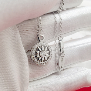 harry海瑞太阳花项链女hw温斯顿吊坠定制18k白金莫桑石锁骨链轻奢