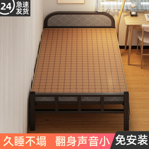 铁艺床简约铁架单人家用午休折叠床加厚加固宿舍床出租屋成人铁床