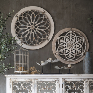 欧式圆形铁艺壁挂怀旧民宿酒店创意墙饰乡村美式客厅复古墙面挂饰