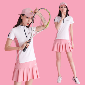 网球裙运动套装女夏2019新款时尚修身运动短裙网球服立领两件套