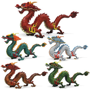 仿真古代神话动物玩具中国龙模型摆件青龙银龙火龙五爪金龙儿男孩