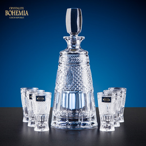 捷克原装进口酒樽7件套闪耀璀璨威士忌菱格纹白兰地杯洋酒杯套装