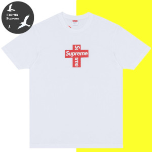 supreme 20fw cross box logo tee十字架logo印花圆领男女短袖t恤
