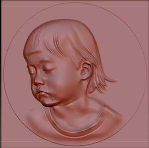 伤心的小女孩哭泣精雕木雕石雕灰度图浮雕定制3d打印图纸装饰儿童