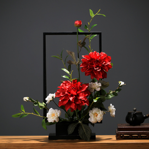 如一花开创意新中式插花花艺假花仿真花客厅装饰摆件牡丹酒店大堂