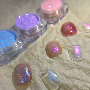 绝美超闪进口美甲亮粉珠光闪粉细粉偏光幻彩日式指甲配饰新品栀集