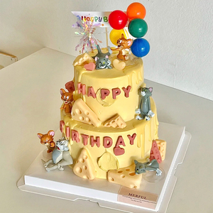猫和老鼠蛋糕装饰摆件卡通汤姆杰瑞儿童甜品公仔奶酪模具蛋糕装扮