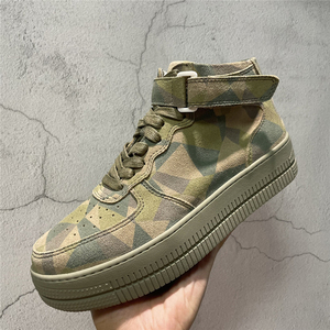 aj夏季新款厚底高帮迷彩板鞋男日系潮流真皮运动休闲鞋男空军一号