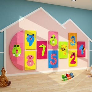 幼儿园墙面装饰环创主题境材料布置文化教室培训机构大厅数字贴纸