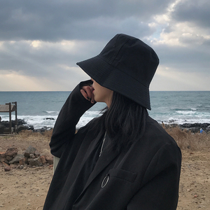 tushu/万年基础百搭大檐黑色渔夫帽网红ins遮阳遮脸时尚休闲盆帽