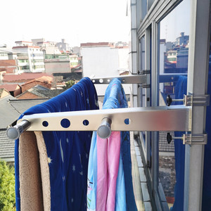 免打孔窗户晾衣架阳台防盗网护栏室内外多功能晾衣杆晒被子神器