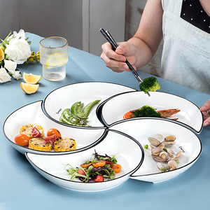 网红分餐月亮盘子组合月牙拼盘餐具套装创意个性陶瓷菜盘家用碟子