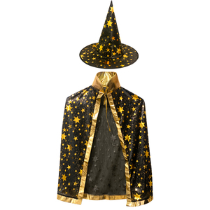 儿童魔术披风魔法帽子万圣节COS装扮舞台演出派对魔术师巫师服装