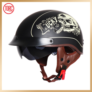 美国torc摩托车头盔夏季男女安全帽复古机车半盔踏板车太子盔瓢盔
