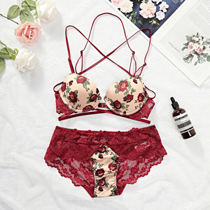 印花文胸套装性感