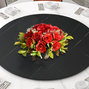酒店转盘中间摆花大圆桌装饰摆件桌花圆形餐桌包厢会议布置摆台花